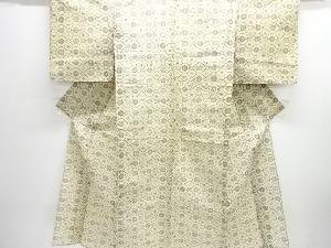 アンティーク　紅梅幾何学に花模様着物